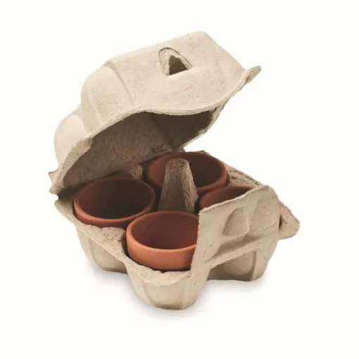 Gift Campaign 4 vasetti di terracotta con semi di crescione in cartone per uova Eggs> Vasetti Con Semi
