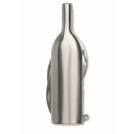 Gift Campaign Accessorio multiuso in acciaio inox a forma di bottiglia di vino> Portachiavi Apribottiglie|Apribottiglie Personalizzati