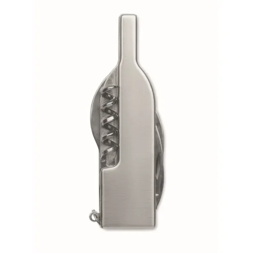Gift Campaign Accessorio multiuso in acciaio inox a forma di bottiglia di vino> Portachiavi Apribottiglie|Apribottiglie Personalizzati