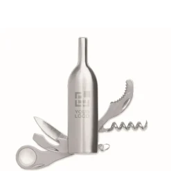 Gift Campaign Accessorio multiuso in acciaio inox a forma di bottiglia di vino></noscript> Portachiavi Apribottiglie|Apribottiglie Personalizzati