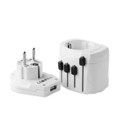Gift Campaign Adattatore da viaggio con logo della marca Skross Pro World & USB> Accessori Da Viaggio