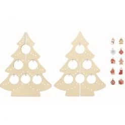 Gift Campaign Albero di Natale da montare in di compensato con 10 decorazioni> Gadget Natalizi