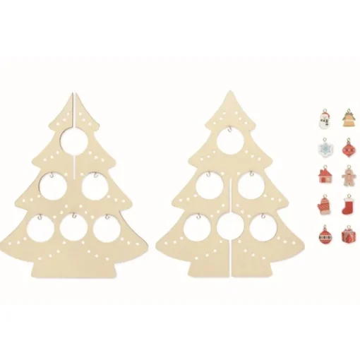 Gift Campaign Albero di Natale da montare in di compensato con 10 decorazioni> Gadget Natalizi