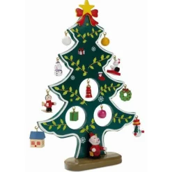 Gift Campaign Albero di Natale da tavolo in legno con 12 ornamenti Noel> Gadget Natalizi