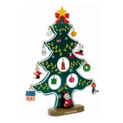 Gift Campaign Albero di Natale da tavolo in legno con 12 ornamenti Noel></noscript> Gadget Natalizi