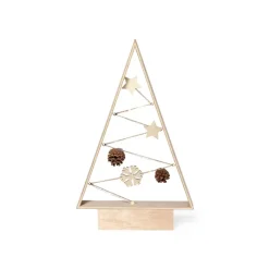 Gift Campaign Albero di Natale da tavolo in legno naturale con 8 lucine a LED></noscript> Gadget Natalizi