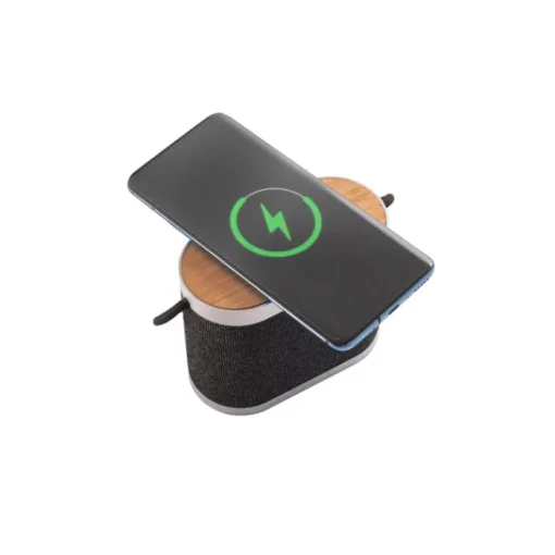 Gift Campaign Altoparlante da 5W in rPET e bambù con caricatore wireless da 15W> Casse Personalizzate