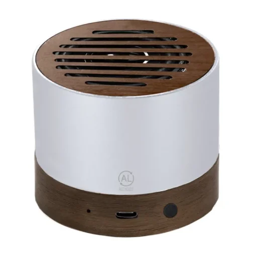 Gift Campaign Altoparlante in alluminio riciclato GRS e legno di noce 3W> Casse Personalizzate