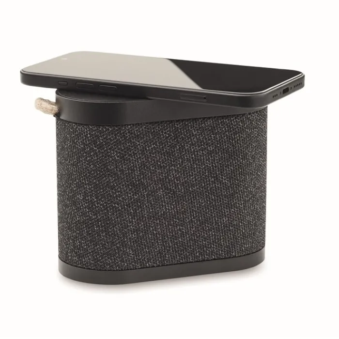 Gift Campaign Altoparlante wireless 5.3 con caricatore e laccetto in juta 15W> Casse Personalizzate