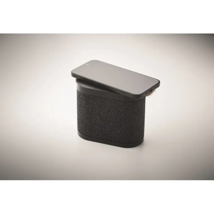 Gift Campaign Altoparlante wireless 5.3 con caricatore e laccetto in juta 15W> Casse Personalizzate