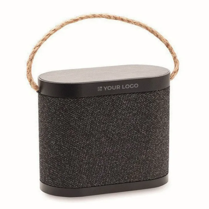 Gift Campaign Altoparlante wireless 5.3 con caricatore e laccetto in juta 15W> Casse Personalizzate