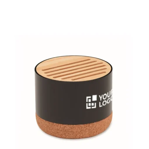 Gift Campaign Altoparlante wireless cilindrico con base in sughero e top in bambù> Casse Personalizzate