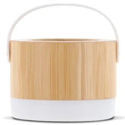Gift Campaign Altoparlante wireless in bambù e ABS con base e manico in bianco 3W> Casse Personalizzate