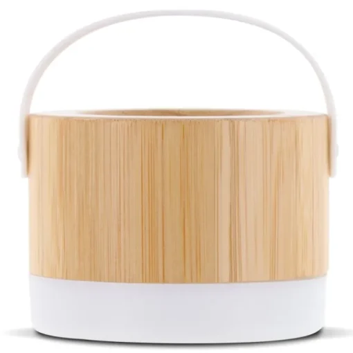 Gift Campaign Altoparlante wireless in bambù e ABS con base e manico in bianco 3W> Casse Personalizzate