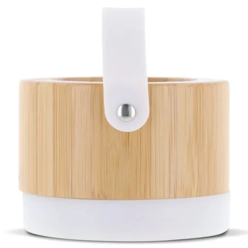 Gift Campaign Altoparlante wireless in bambù e ABS con base e manico in bianco 3W> Casse Personalizzate