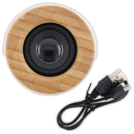 Gift Campaign Altoparlante wireless in bambù e ABS con base e manico in bianco 3W> Casse Personalizzate