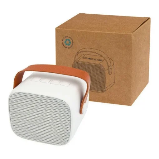 Gift Campaign Altoparlante wireless in plastica riciclata con cinturino in pelle 3W> Casse Personalizzate