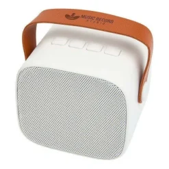Gift Campaign Altoparlante wireless in plastica riciclata con cinturino in pelle 3W></noscript> Casse Personalizzate