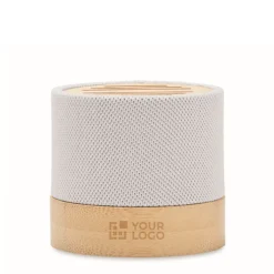 Gift Campaign Altoparlante wireless personalizzato in bambù con rivestimento in RPET></noscript> Casse Personalizzate