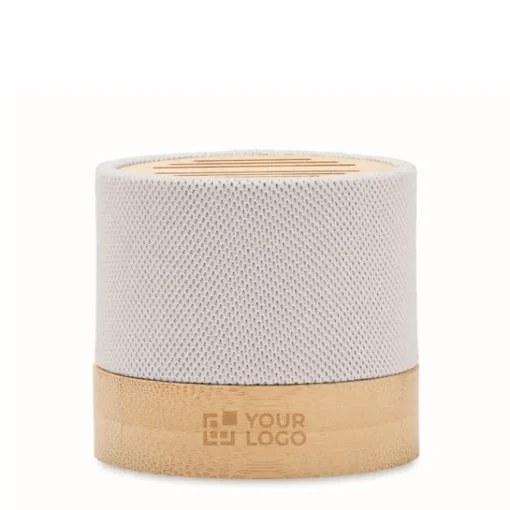 Gift Campaign Altoparlante wireless personalizzato in bambù con rivestimento in RPET> Casse Personalizzate