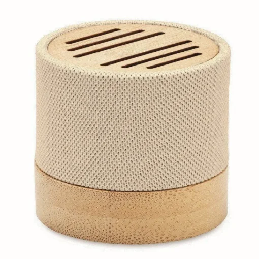Gift Campaign Altoparlante wireless personalizzato in bambù con rivestimento in RPET> Casse Personalizzate