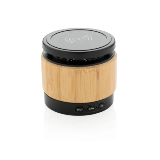 Gift Campaign Altoparlanti in bambù con caricatore wireless da 5 W Ricarica Wireless> Casse Personalizzate