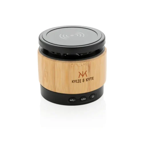 Gift Campaign Altoparlanti in bambù con caricatore wireless da 5 W Ricarica Wireless> Casse Personalizzate