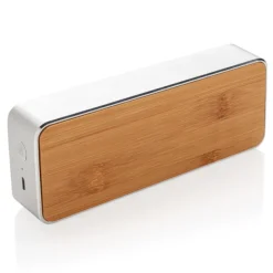 Gift Campaign Altoparlanti wireless con logo in alluminio, tessuto e bambù EcoFusion> Casse Personalizzate
