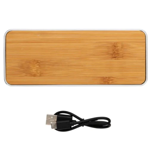 Gift Campaign Altoparlanti wireless con logo in alluminio, tessuto e bambù EcoFusion> Casse Personalizzate