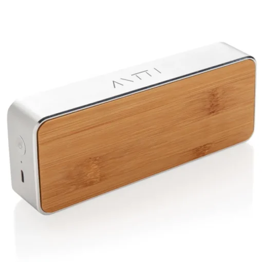 Gift Campaign Altoparlanti wireless con logo in alluminio, tessuto e bambù EcoFusion> Casse Personalizzate
