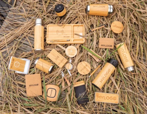 Gift Campaign Altoparlanti wireless con logo in alluminio, tessuto e bambù EcoFusion> Casse Personalizzate