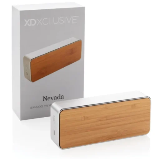 Gift Campaign Altoparlanti wireless con logo in alluminio, tessuto e bambù EcoFusion> Casse Personalizzate