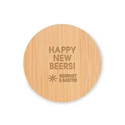 Gift Campaign Apribottiglie personalizzati con funzione di sottobicchieri Round Bamboo></noscript> Apribottiglie Personalizzati