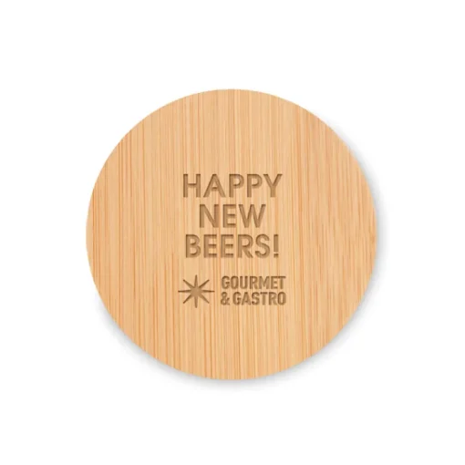 Gift Campaign Apribottiglie personalizzati con funzione di sottobicchieri Round Bamboo> Apribottiglie Personalizzati