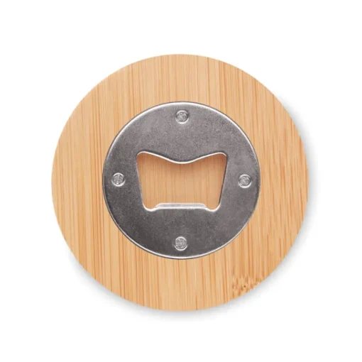 Gift Campaign Apribottiglie personalizzati con funzione di sottobicchieri Round Bamboo> Apribottiglie Personalizzati