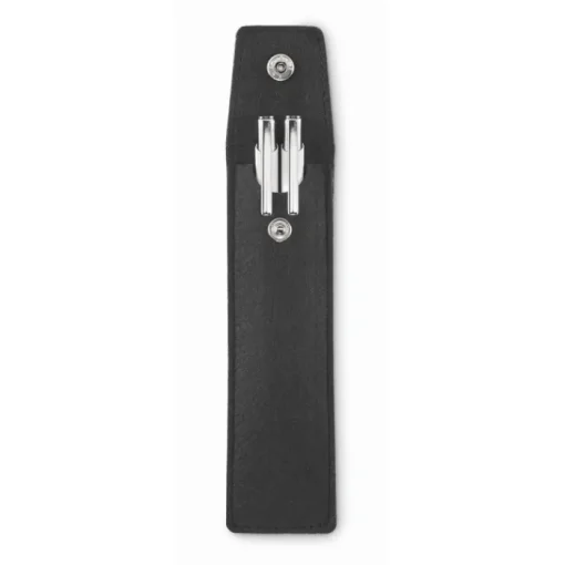 Gift Campaign Astuccio con chiusura a bottone in feltro rPET per 2 penne> Gadget Per L'Ufficio