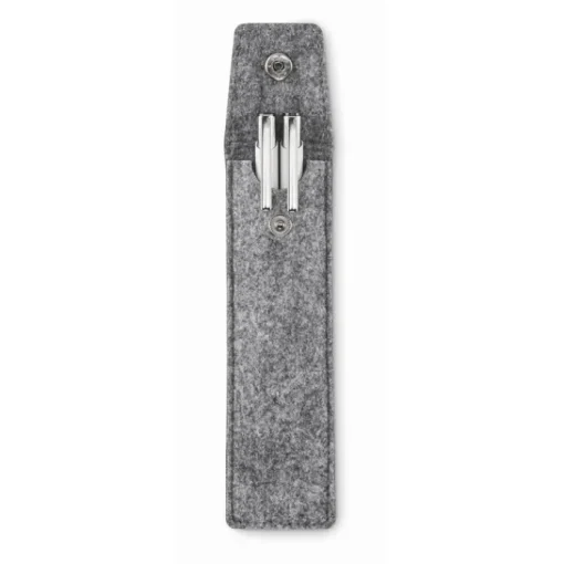 Gift Campaign Astuccio con chiusura a bottone in feltro rPET per 2 penne> Gadget Per L'Ufficio