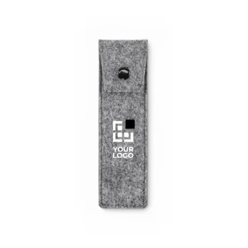 Gift Campaign Astuccio con chiusura a bottone in feltro rPET per 2 penne> Gadget Per L'Ufficio