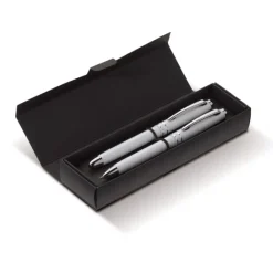 Gift Campaign Astuccio con roller con tappo e penna a sfera twist con inchiostro blu> Penne In Metallo
