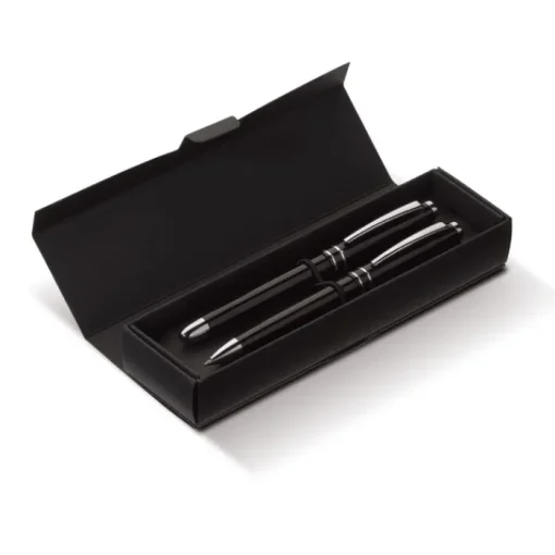 Gift Campaign Astuccio con roller con tappo e penna a sfera twist con inchiostro blu> Penne In Metallo