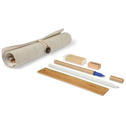 Gift Campaign Astuccio in cotone e juta con chiusura a bottone con accessori Ecorol> Astucci