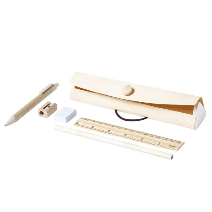 Gift Campaign Astuccio in legno con chiusura a fascia elastica con 5 accessori Wood> Astucci