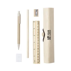 Gift Campaign Astuccio in legno con chiusura a fascia elastica con 5 accessori Wood><noscript><img width=