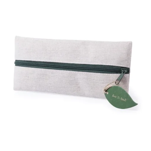 Gift Campaign Astuccio juta e cotone con tira zip a foglia ed accessori BackToNature> Astucci