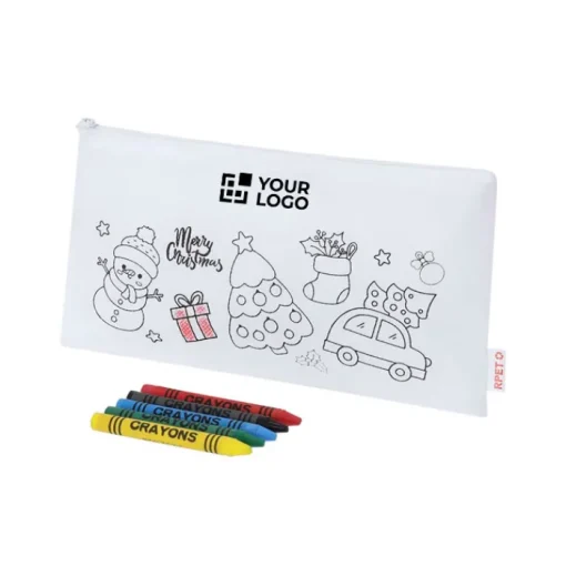 Gift Campaign Astuccio natalizio in non-woven rPET da colorare con pastelli a cera> Gadget Natalizi