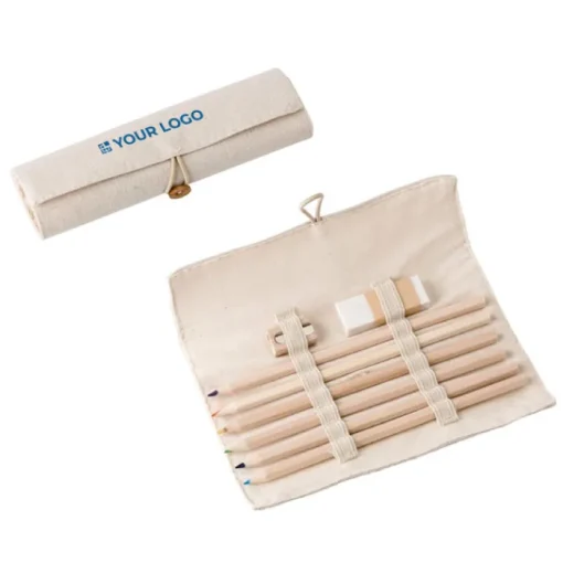 Gift Campaign Astuccio personalizzato con 6 colori a matita e accessori sLinen> Matite Colorate