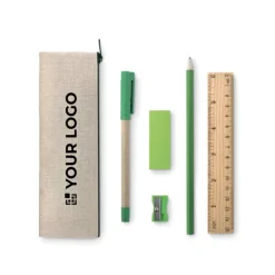 Gift Campaign Astuccio promozionale in juta e cotone con sei accessori Natura></noscript> Gadget Per La Scuola|Astucci