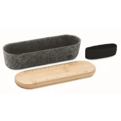 Gift Campaign Astuccio rigido in feltro RPET con coperchio in bambù e righello> Astucci