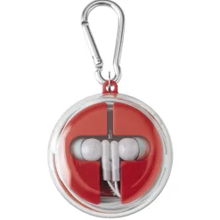 Gift Campaign Auricolari in custodia con moschettone che include cavetto di ricarica> Auricolari Personalizzati