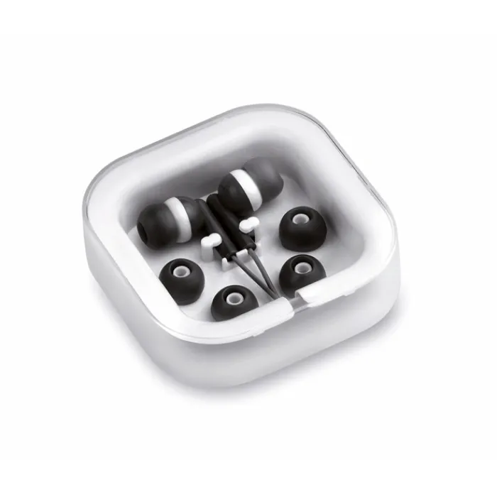 Gift Campaign Auricolari in vari colori con connessione jack in custodia quadrata> Auricolari Personalizzati